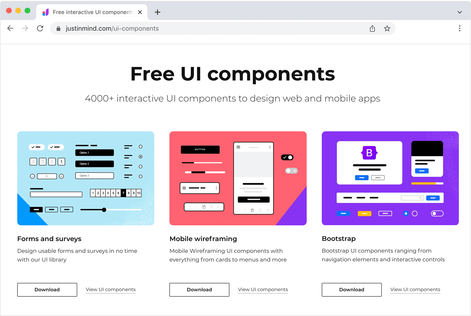Vous trouverez des kits UI à télécharger sur justinmind.com/ui-kits