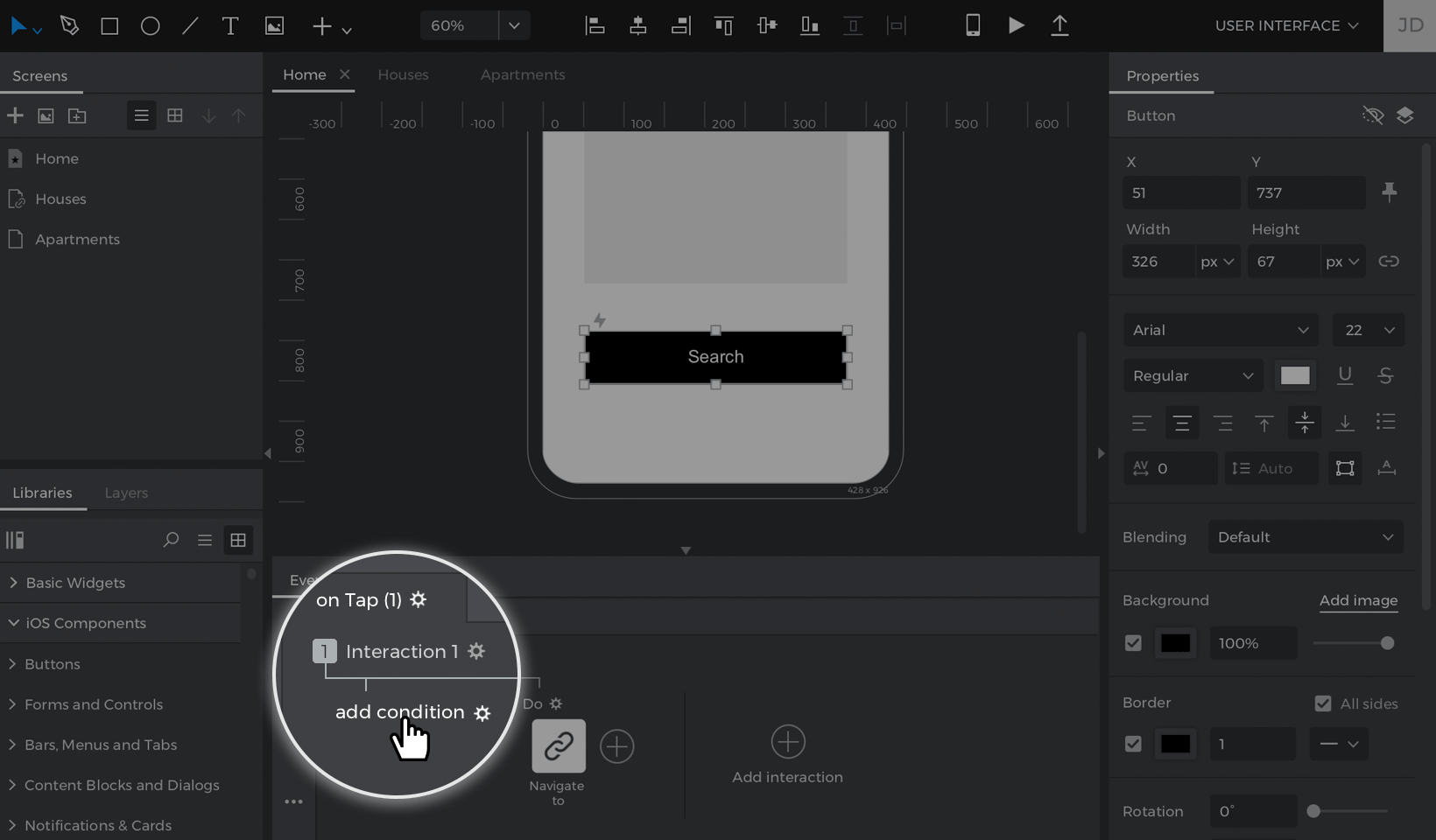 Ajouter un lien de texte de condition dans la palette d'événements