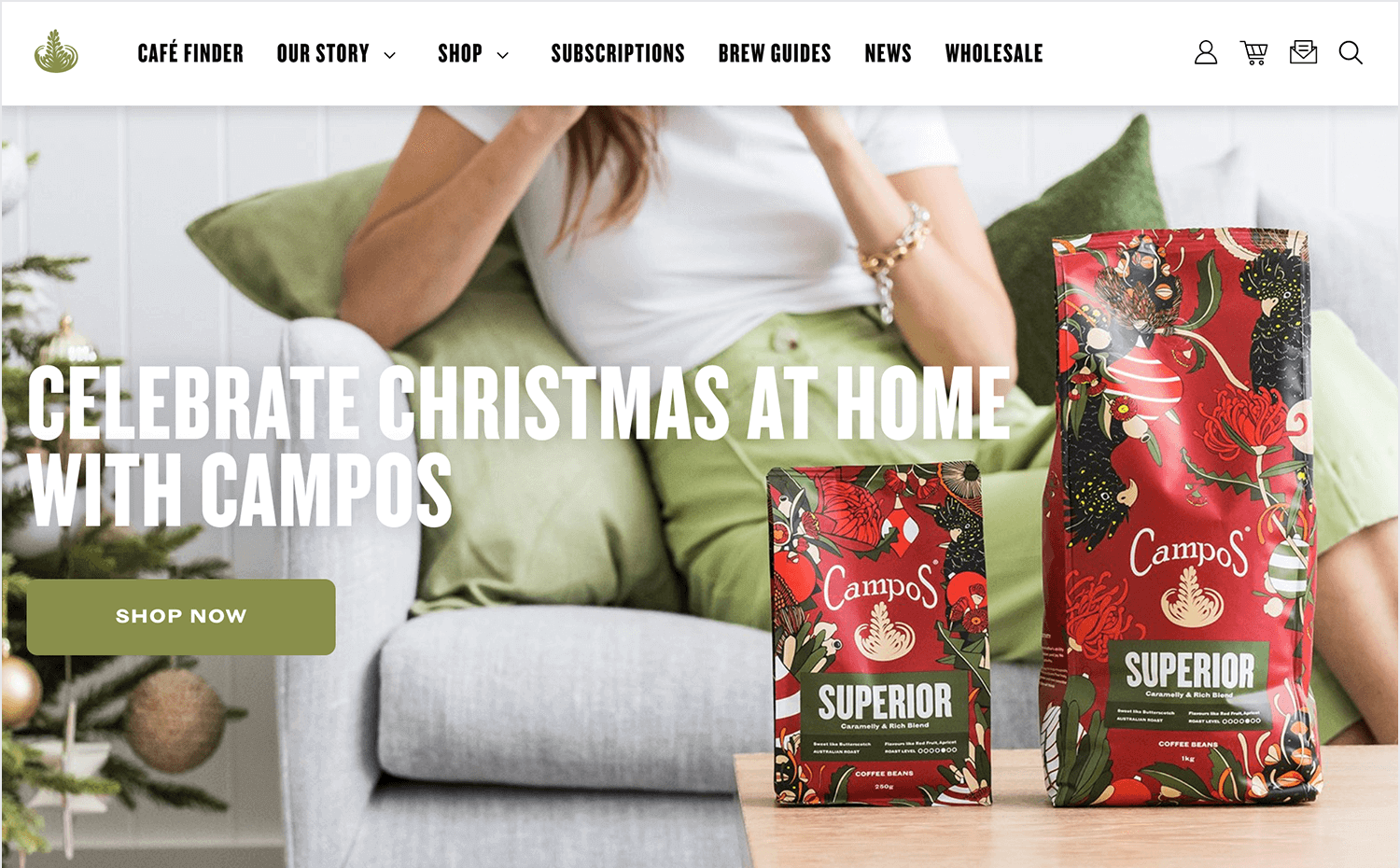 hero image website example from campos cafe