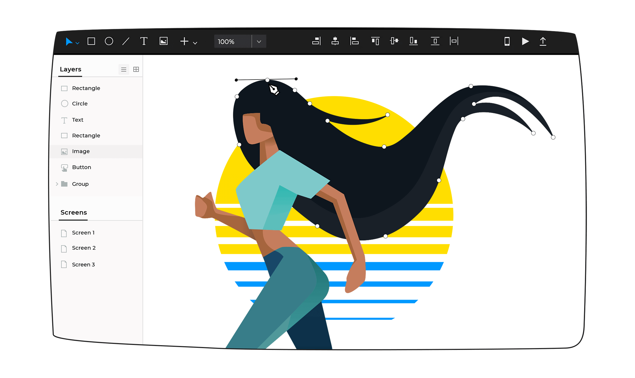 Software de diseño de UI para dibujar activos